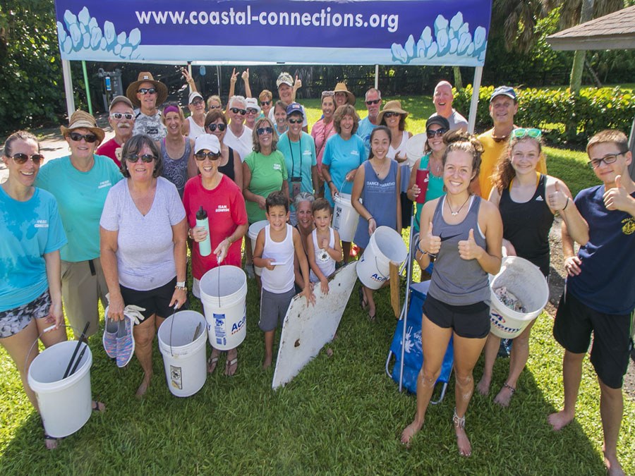 Coastal cleanup with volunteers and community participants at South Beach
